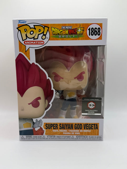 Funko Pop! Vegeta Super Saiyan God #1868 – Dragon Ball Super: Broly – Chalice Collectibles Exclusive