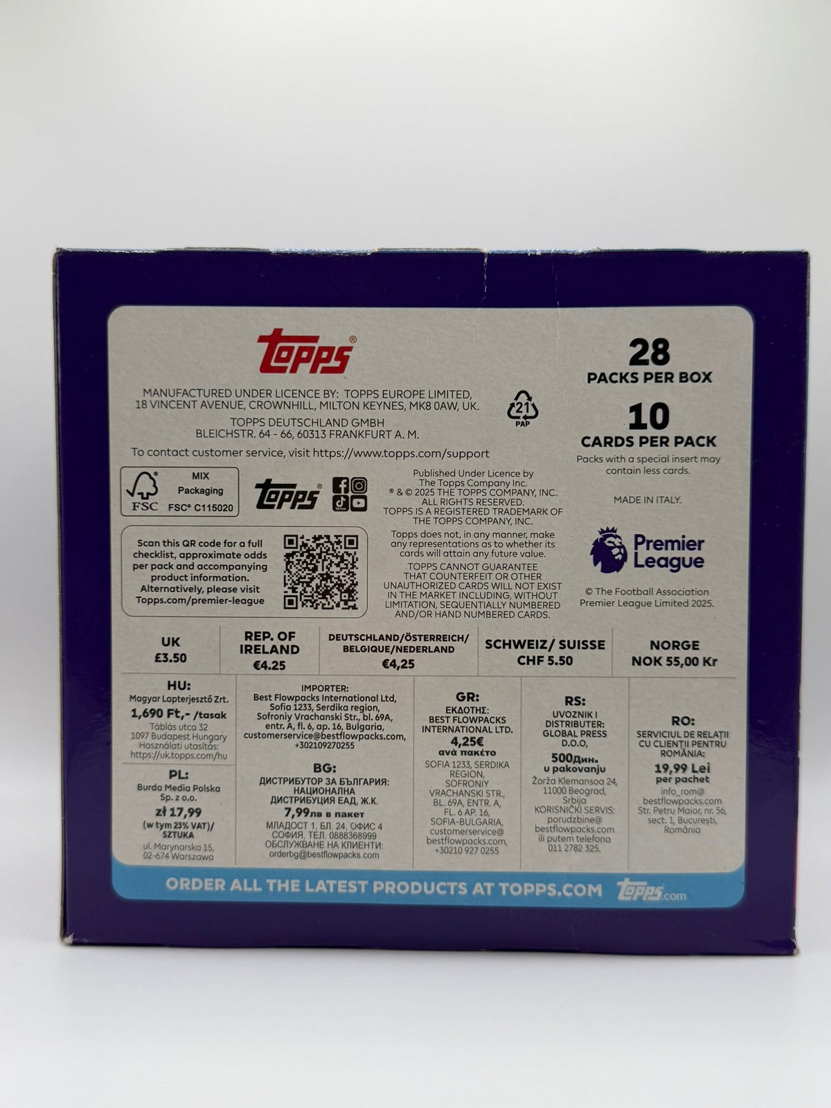 Topps Premier League 2025/26 – Premium Trading Cards | Caja de 28 Sobres